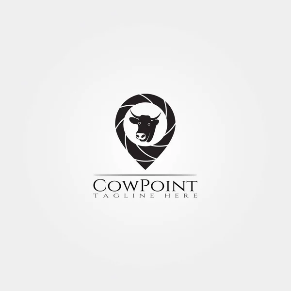 Cow Farm Icon Template Cattle Farm Symbol Location Point Creative — Stock Vector