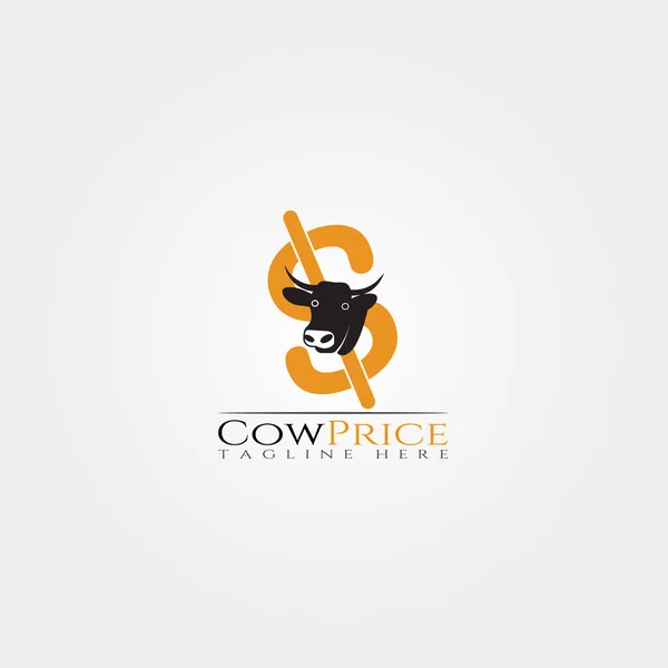Cow Farm Icon Template Cattle Farm Symbol Cow Price Creative — Stock Vector