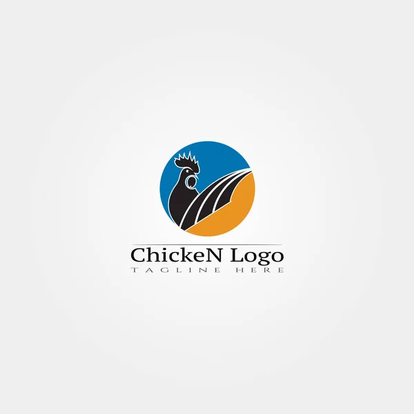 Kyckling Gård Ikon Mall Kreativ Vektor Logotyp Design Djurhållning Illustration — Stock vektor