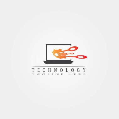 Teknoloji simgesi şablonu, yaratıcı vektör logosu tasarımı, bağlantı, illüstrasyon elementleri.