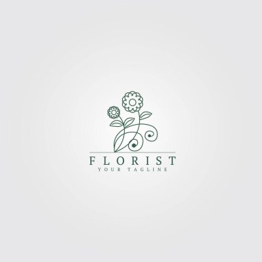 Çiçekçi logo şablonu, işletme şirketi için vektör logosu, çiçekler, basit çiçek, element, illüstrasyon.
