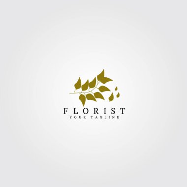Çiçekçi logo şablonu, işletme şirketi için vektör logosu, çiçekler, basit çiçek, element, illüstrasyon.