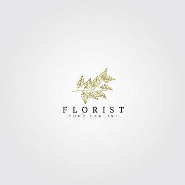 Çiçekçi logo şablonu, işletme şirketi için vektör logosu, çiçekler, basit çiçek, element, illüstrasyon.