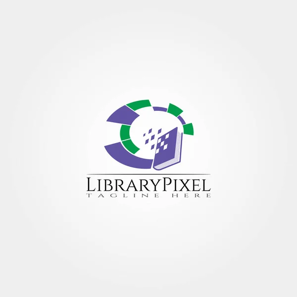 Dijital kütüphane simgeleri şablonu, yaratıcı vektör logosu tasarımı, illüstrasyon ögesi.