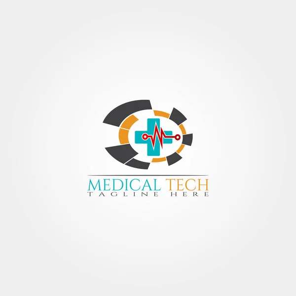 Templat Ikon Teknologi Kedokteran Desain Logo Vektor Kreatif Layanan Kesehatan - Stok Vektor