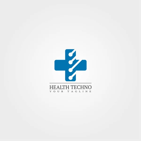 Templat Ikon Kesehatan Digital Logo Vektor Teknologi Untuk Perusahaan Bisnis - Stok Vektor