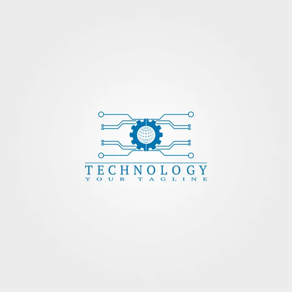 Электронный Шаблон Иконки Векторная Технология Логотипа Бизнеса Логотип Gear Глобусом — стоковый вектор