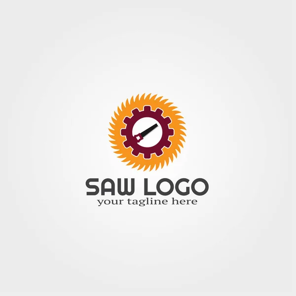 Modèle Logo Scie Bois Avec Engrenage Logo Vectoriel Pour Entreprise — Image vectorielle