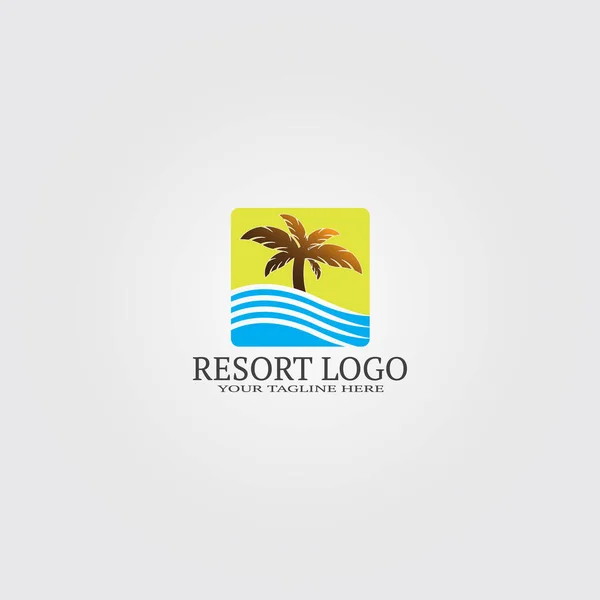 Modelo Logotipo Resort Com Coqueiro Logotipo Vetor Para Empresa Corporativa — Vetor de Stock