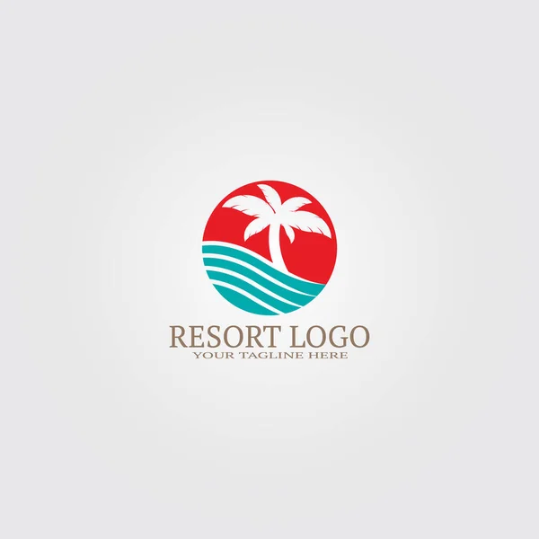 Plantilla Logotipo Del Resort Con Cocotero Logotipo Vectorial Para Empresas — Archivo Imágenes Vectoriales