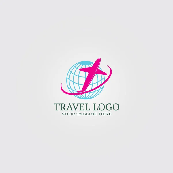 Plantilla Logotipo Viaje Logotipo Vector Para Empresas Avión Elemento Ilustración — Archivo Imágenes Vectoriales