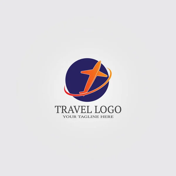 Modello Logo Viaggio Logo Vettoriale Aziende Aeroplani Elementi Illustrazioni — Vettoriale Stock