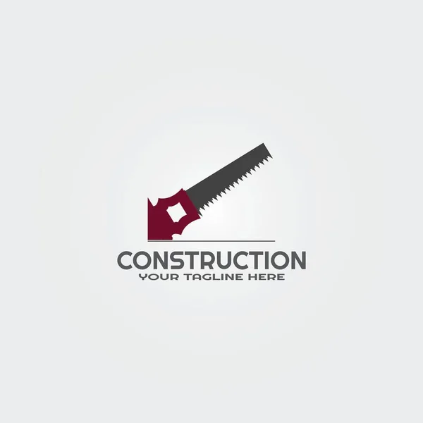 Modello Logo Costruzione Loghi Vettoriali Aziende Sega Legno Alloggiamento Edilizia — Vettoriale Stock
