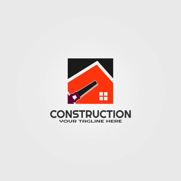 Modèle Logo Construction Logos Vectoriels Pour Entreprise Scie Bois Logement — Image vectorielle