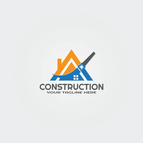 Bau Logo Vorlage Vektor Logos Für Unternehmen Holzsäge Gehäuse Gebäude — Stockvektor