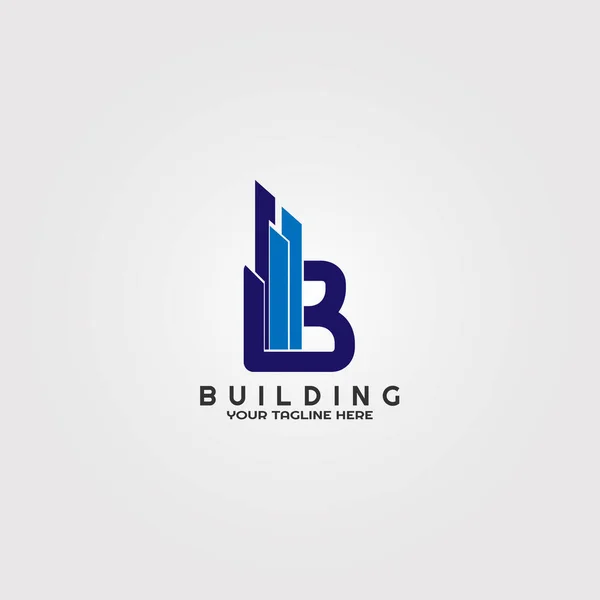 B harfi ile başlayan modern bina logo şablonu, iş kurumları için vektör logosu, Mimarlık simgesi veya sembolü, yapı, element, illüstrasyon -vektör