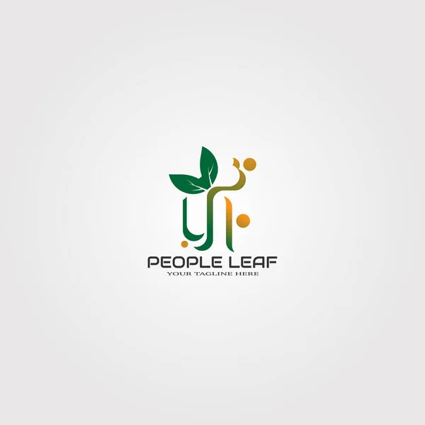 Streszczenie Ludzie Logo Szablon Liści Logo Wektor Dla Biznesu Charakter — Wektor stockowy