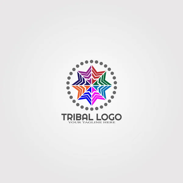 Modelo Logotipo Tribal Abstrato Modernos Desenhos Coloridos Ornamentos Culturais Símbolos — Vetor de Stock