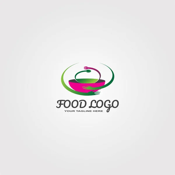 食品标识模板 餐厅业务标识的矢量标识 烹饪符号或图标 勺子和叉子插图 — 图库矢量图片
