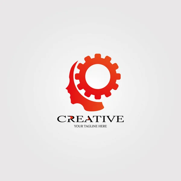 Mente Criativa Com Modelos Ícone Engrenagem Tecnologia Logotipo Vetorial Para — Vetor de Stock