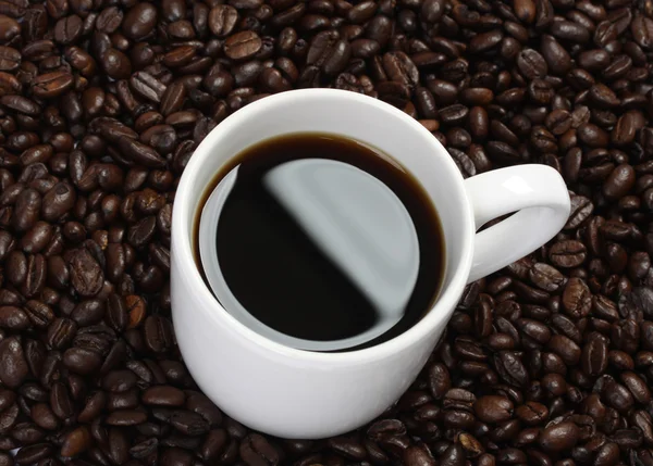 Bílý šálek kávy a kávových zrn Royalty Free Stock Obrázky