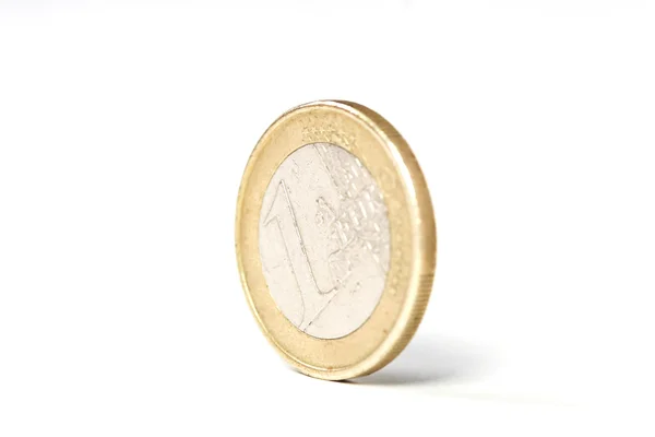 Beyaz zemin üzerinde bir euro para — Stok fotoğraf