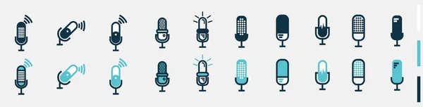 Yayın ya da podcast uygulaması için sinyali beyaz üzerine izole edilmiş mikrofon seti
