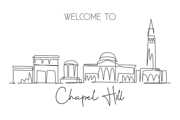 Dibujo Línea Continua Única Del Horizonte Chapel Hill City Carolina — Archivo Imágenes Vectoriales