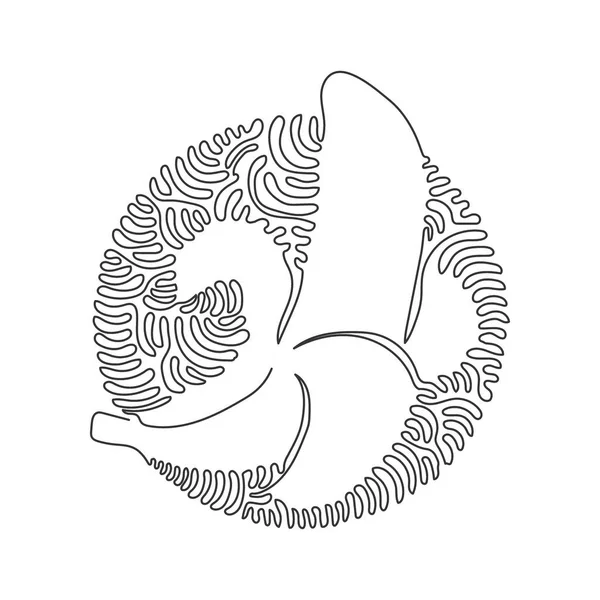 Einzelne Durchgehende Linie Zeichnung Scheibe Reifen Gesunden Bio Bananenplantage Logo — Stockvektor