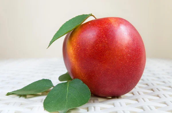 Nectarine with leaves Stock Image