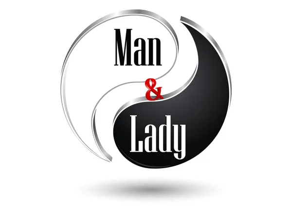 Yin yang, man och lady — Stock vektor