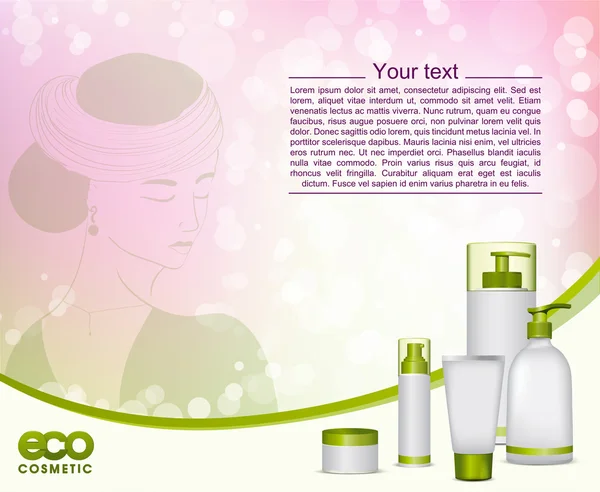 Mujer joven y eco cosmética . — Vector de stock