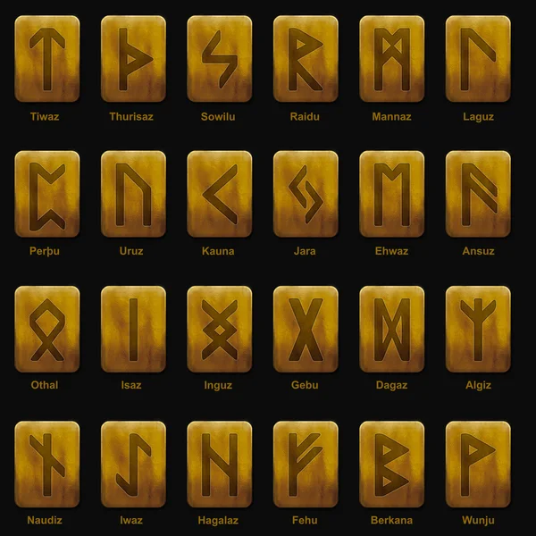 Gouden runen met namen — Stockfoto