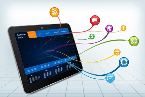 simgeler ve gerçekçi 3d tablet çizim