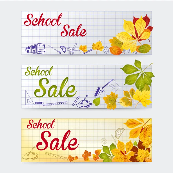 School verkoop aankondiging banners — Stockvector