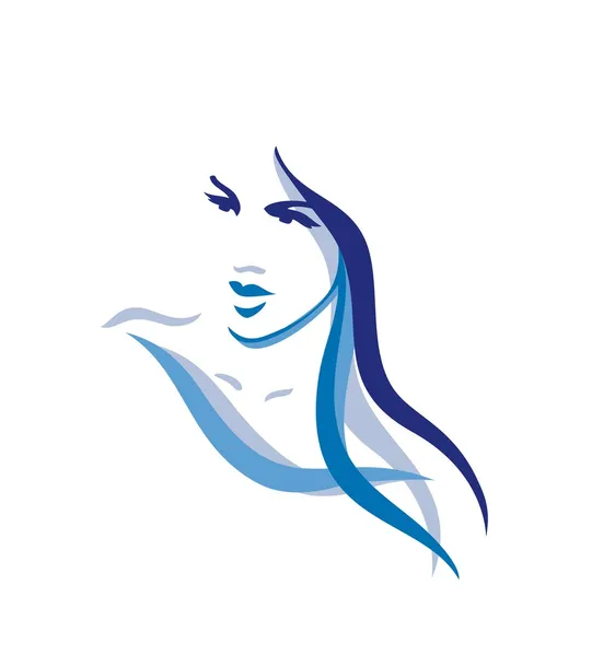 Kobieta z długim niebieskie włosy — Zdjęcie stockowe