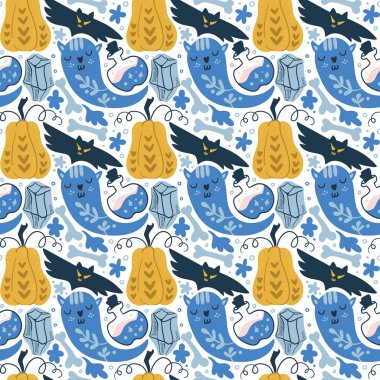 Çizgi film Cadılar Bayramı Kusursuz Düzen. Sihirli el çizilmiş karalamalar. 