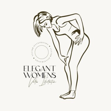 Zarif kadınlardı. Kadın silueti. El çizimi vektör illüstrasyonu.