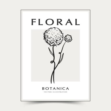 Botanik soyut duvar sanatları. Çiçek vektör posteri koleksiyonu.