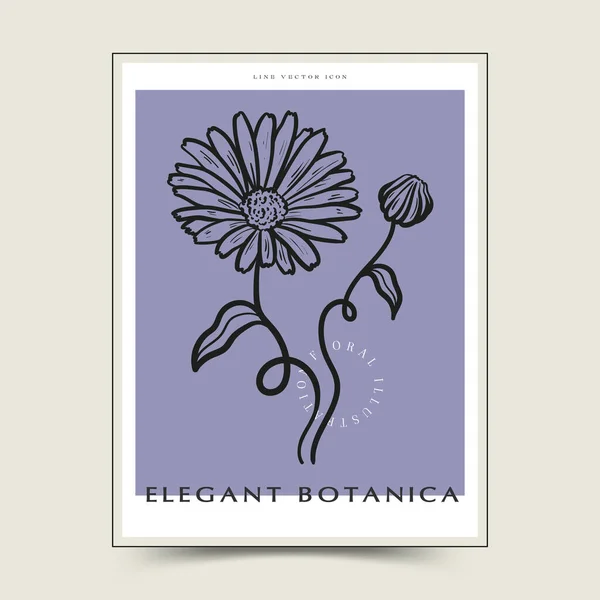 Ботаническое Абстрактное Настенное Искусство Коллекция Цветочных Векторных Плакатов — стоковый вектор