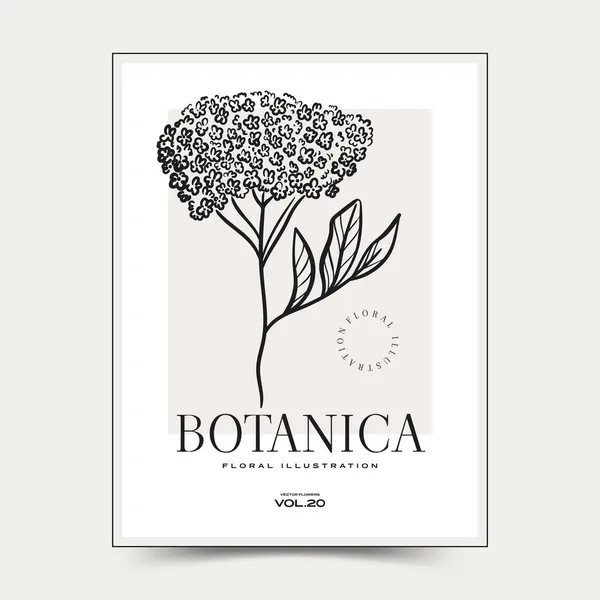 Arte Botánico Abstracto Mural Colección Pósters Vector Floral — Vector de stock