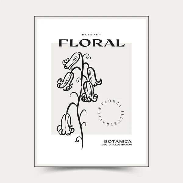 Arti Murali Astratte Botaniche Collezione Poster Vettoriali Floreali — Vettoriale Stock