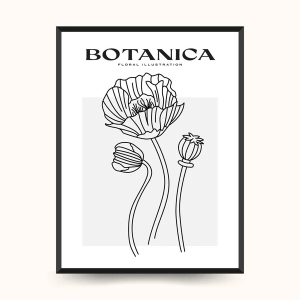 Elegante Botánica Abstracta Las Artes Pared Colección Pósters Vector Floral — Vector de stock