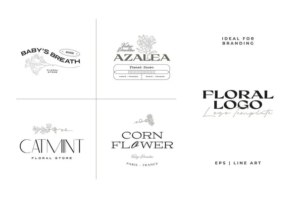 Vintage Flower Logo Template Kollektion Illustration Für Branding — Stockvektor