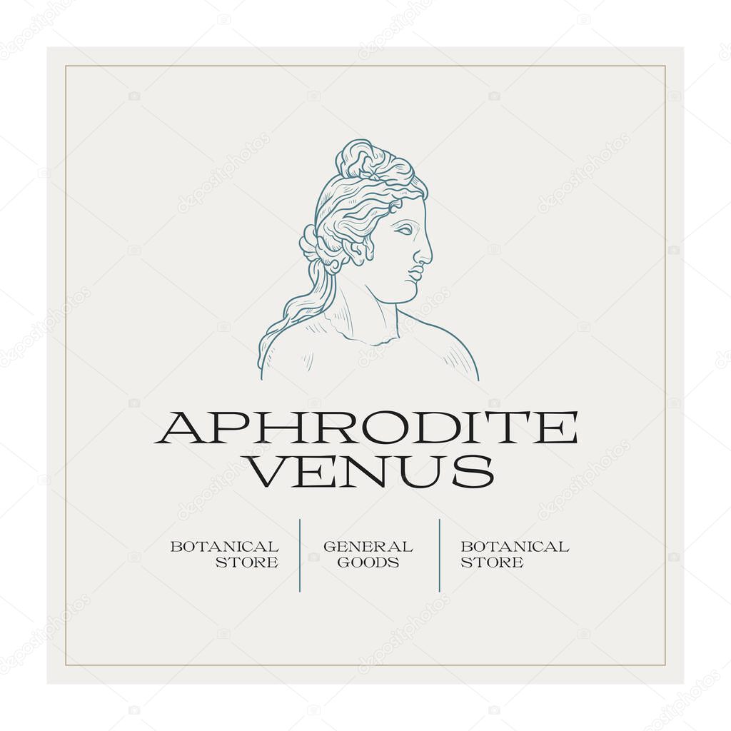 Antique Greek classic statues vector logo. Modern tattoo and logotip. Hand drawn mythical trendy Vector