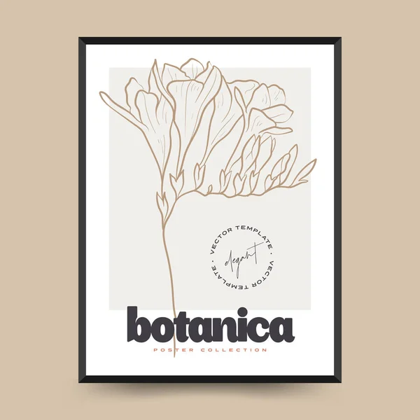 Eleganti Arti Murali Astratte Botaniche Collezione Poster Vettoriali Floreali — Vettoriale Stock