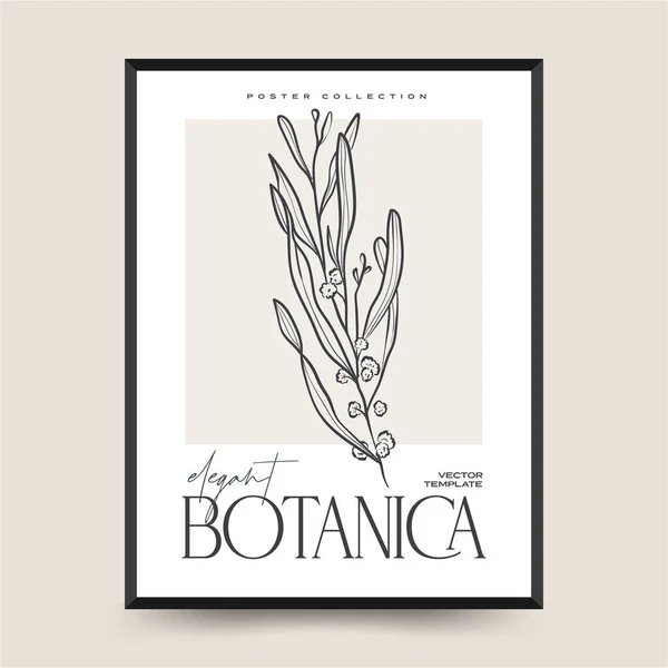 Elegante Botánica Abstracta Las Artes Pared Colección Pósters Vector Floral — Vector de stock