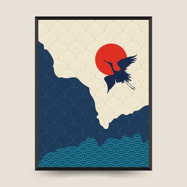 Traditionelle Japanische Plakatvorlage Abstrakter Hintergrund Japanisches Muster Sammlung Geometrischer Vorlagen — Stockvektor