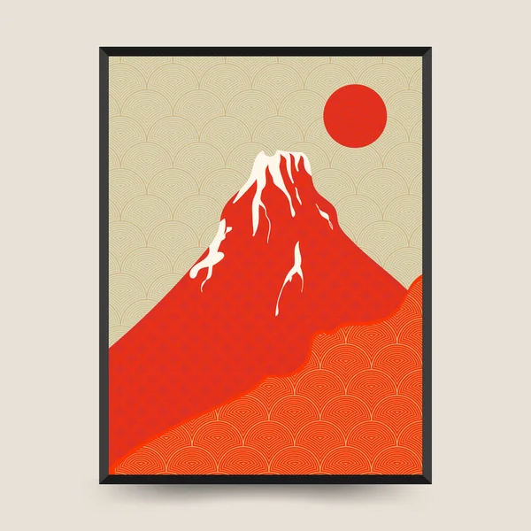 Modello Tradizionale Poster Giapponese Set Sfondo Astratto Uno Schema Giapponese — Vettoriale Stock