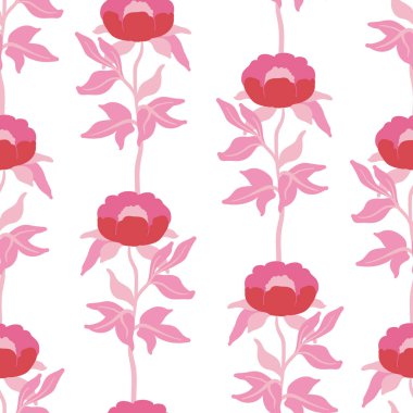 Çiçekler kusursuz desenli. Pembe renk. Modern trend Matisse asgari stili. 